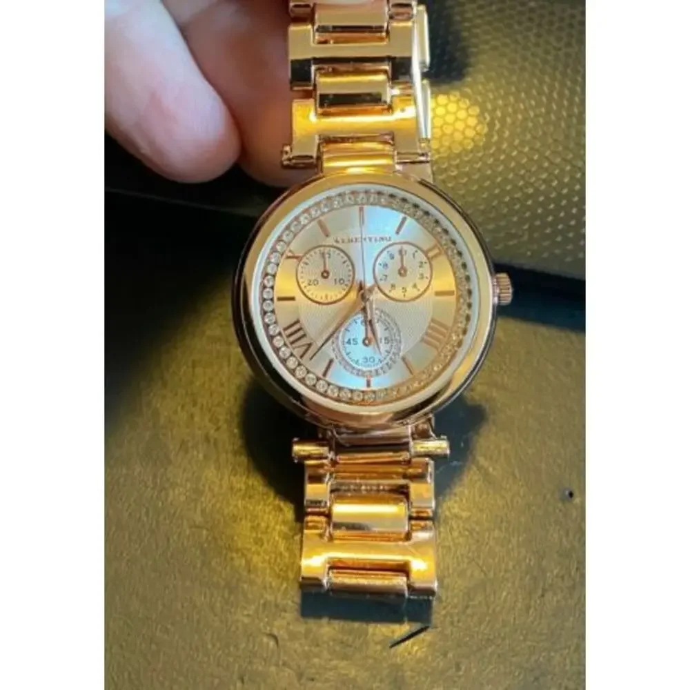 Women's Cerentino Watch, Rose Gold with crystal Accents, Chrono Style